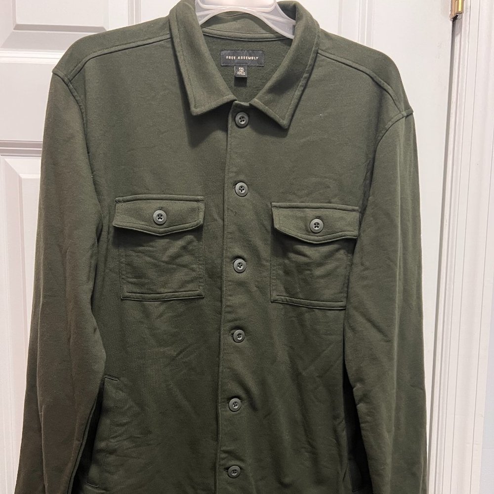 Free Assembly  NWT XXL Dark Green French Terry Shirt Jacket